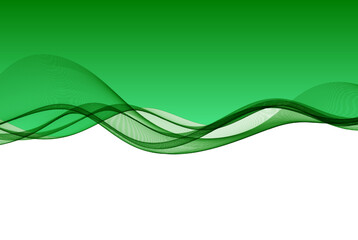 Abstract green wave line background, transparent horizontal wave, design element