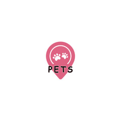 Zoo store logo. Goods for animals symbol. Paw print logo