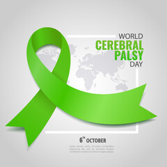 Vector Illustration of World Cerebral Palsy Day. Ribbon
 - obrazy, fototapety, plakaty