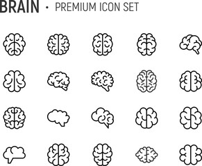 Editable vector pack of brain line icons.