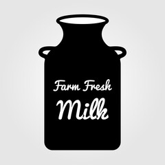 Milk can silhouette with text. Vector illustration