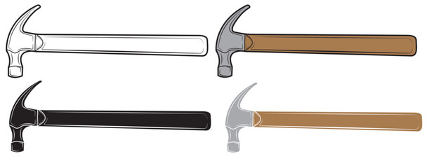 Set of Hammer illustration isolated on white background. Repair tool. Vector illustration