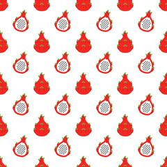 Cartoon dragon fruit seamless pattern background.