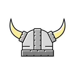 helmet viking emblem color icon vector illustration