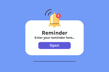 Reminder, notification page with floating elements and business planning, events, timetable flat vector illustration.