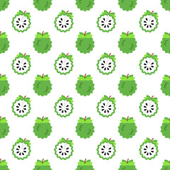 Cartoon custard apple seamless pattern background.