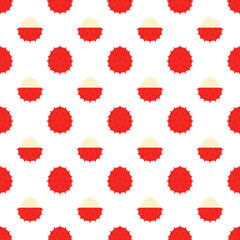 Cartoon rambutan seamless pattern background.