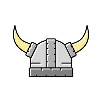 helmet viking emblem color icon vector illustration