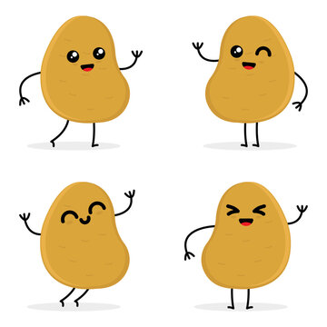 cute potato character cartoon vector illustration set, great for food, vegetables and kids theme