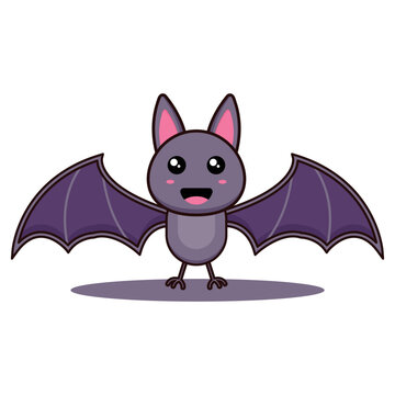 cute bat mascot cartoon vector illustration design, great for graphic design and halloween themes