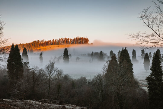 Landscape with fog in the Basque Country