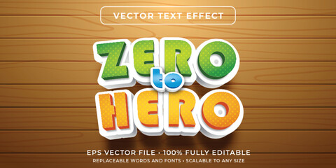Zero to Hero 3d Vector Text Effect Fully Editable High Quality
