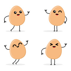 cute mascot egg cartoon vector illustration set