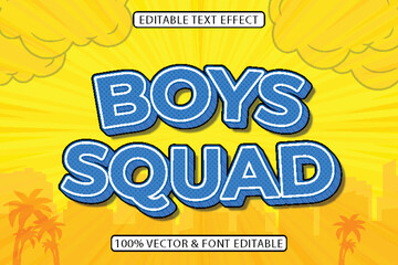 Boys Squad 3d Vector Text Effect Fully Editable High Quality