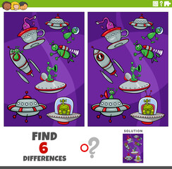 differences game with cartoon alien characters