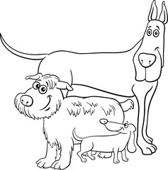 three different cartoon dogs characters coloring page