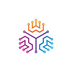 circuit with technology logo template vector