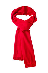 Red scarf isolated on white. Winter holidays design element. New year decor element.Christmas...