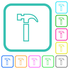 Hammer outline vivid colored flat icons