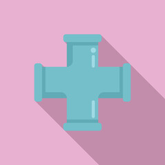 Cross pipe icon flat vector. Water pipeline