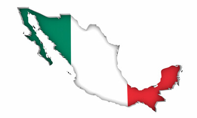 Mexico Map Flag Bandera Country Nation Background 3d Illustration