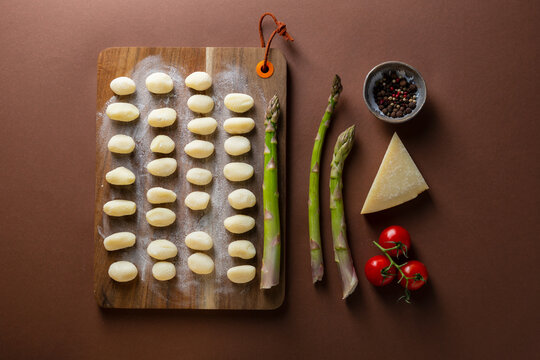 Raw potato utalian gnocchi from above cooking ingredients spring food