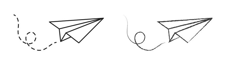 Flying paper plane illustration icon - obrazy, fototapety, plakaty