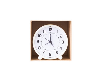 Clock in brown paper box