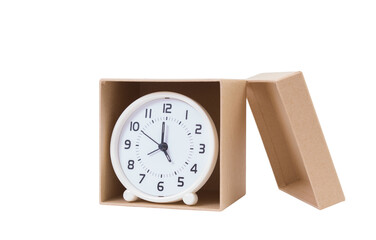 Clock in brown paper box