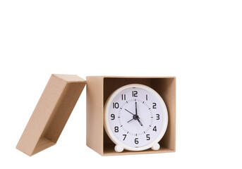 Clock in brown paper box
