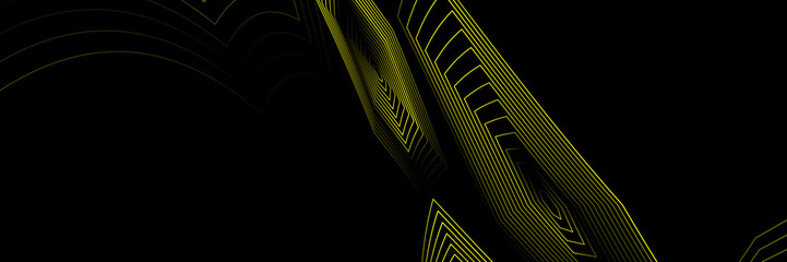 Abstract black background with yellow lines