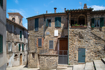 Tuscany, Italy. Narrow streets of the medieval hill town of Sorano. Etruscan towns of Tuscany. Towns that have existed for the second millennium. Ancient Sorano