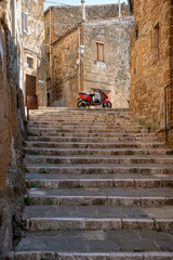 Tuscany, Italy. Narrow streets of the medieval hill town of Pitigliano. Etruscan towns of Tuscany....
