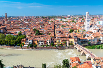Romantic Old town of Verona on the Adige River in Veneto in Italy