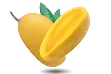slide mango on isolated white background with clipping path.
