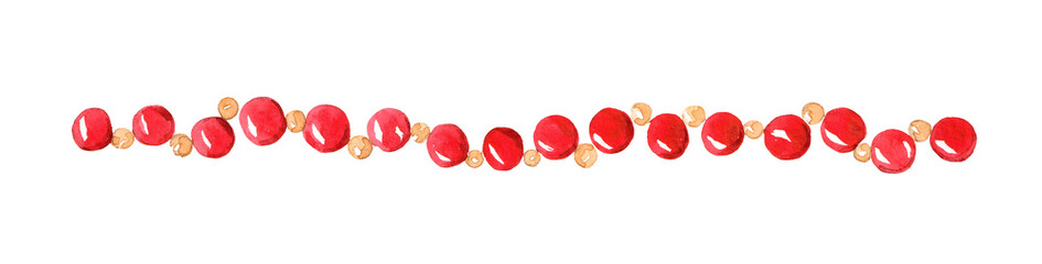 Christmas garland on a white background. New Year's decor. Red beads Christmas decor © Alena P.