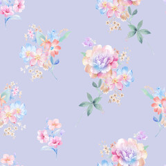  watercolor flowers , suitable for fabric, greeting card, wallpaper, packaging