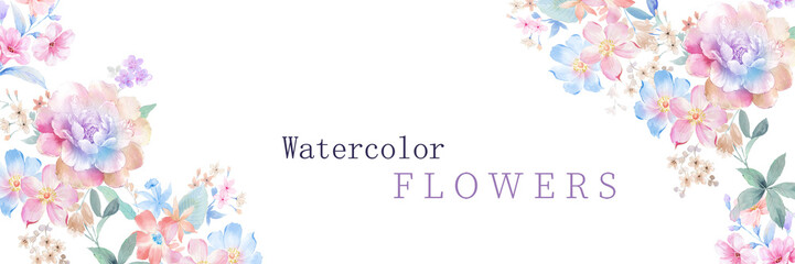 Fototapeta na wymiar watercolor flowers , suitable for fabric, greeting card, wallpaper, packaging