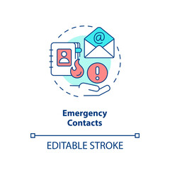 Emergency contacts concept icon. Phone numbers list. Crisis management plan component abstract idea thin line illustration. Isolated outline drawing. Editable stroke. Arial, Myriad Pro-Bold fonts used