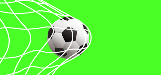 Green screen chromakey. Ball in goal. Soccer football grass field. Vector background banner. wk, ek play model. Sport finale or school, sports game cup. Movie, video formaat. © MarkRademaker