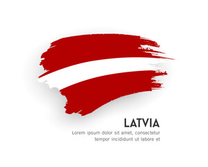 Flag of Latvia, brush stroke design isolated on white background, EPS10 vector illustration