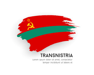 Flag of Transnistria, brush stroke design isolated on white background, EPS10 vector illustration