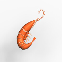 Shrimp seafood icon isolated 3d render illustration