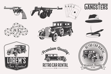 gangsters set logo isolated on background