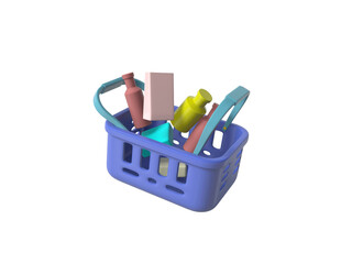 Empty Shopping basket icon isolated 3d render illustration