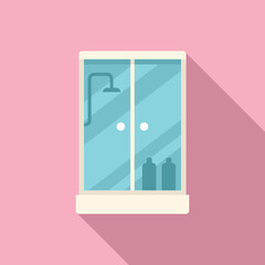 Apartment shower cabin icon flat vector. Glass door