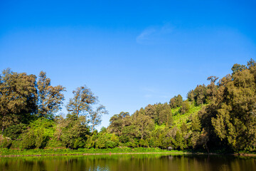 The beauty of Ranu Pani, the lake at the foot of Mount Semeru, is the starting point for climbing to Mount Semeru in Lumajang Regency, Indonesia. Part of the Bromo Tengger Semeru National Park.