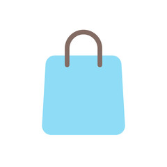 Shopping bag flat color ui icon. Online marketplace. Apparel shop and supermarket. Buying items. Simple filled element for mobile app. Colorful solid pictogram. Vector isolated RGB illustration