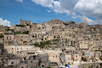 Fototapeta na wymiar Basilicata, Italy. Streets of old town of Matera (Sassi di Matera). Etruscan towns of Italy. Southern Italy landscape.