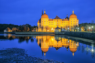 Plakat Stunning view of Moritzburg Castle near Dresden.